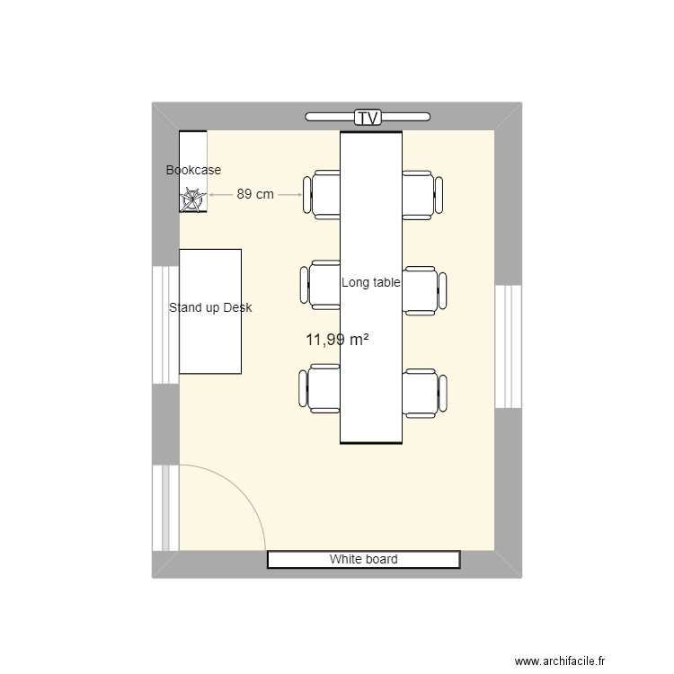 Bureau nick. Plan de 1 pièce et 12 m2