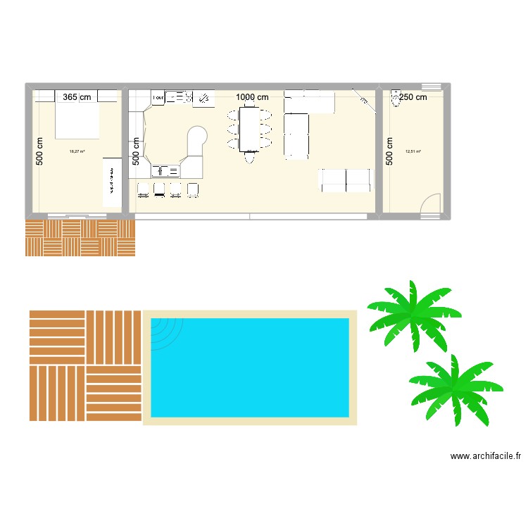 Thailande - Plan 1. Plan de 3 pièces et 81 m2