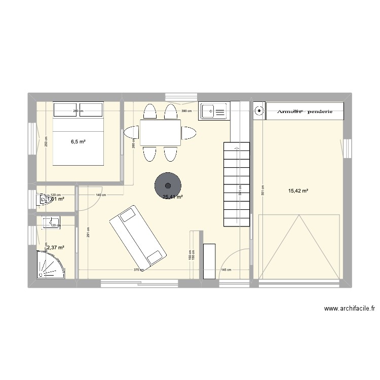 maison. Plan de 5 pièces et 51 m2