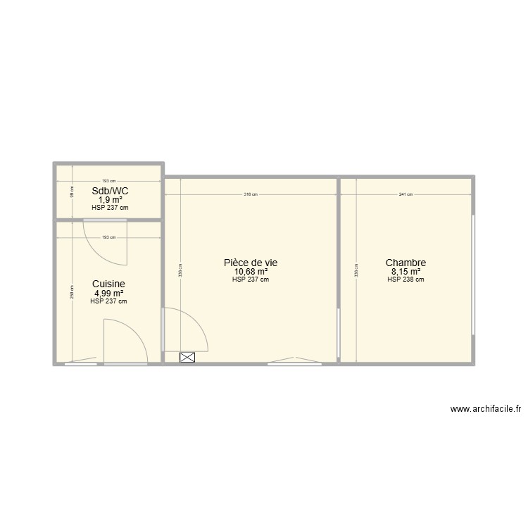 Bât 2. Plan de 4 pièces et 26 m2