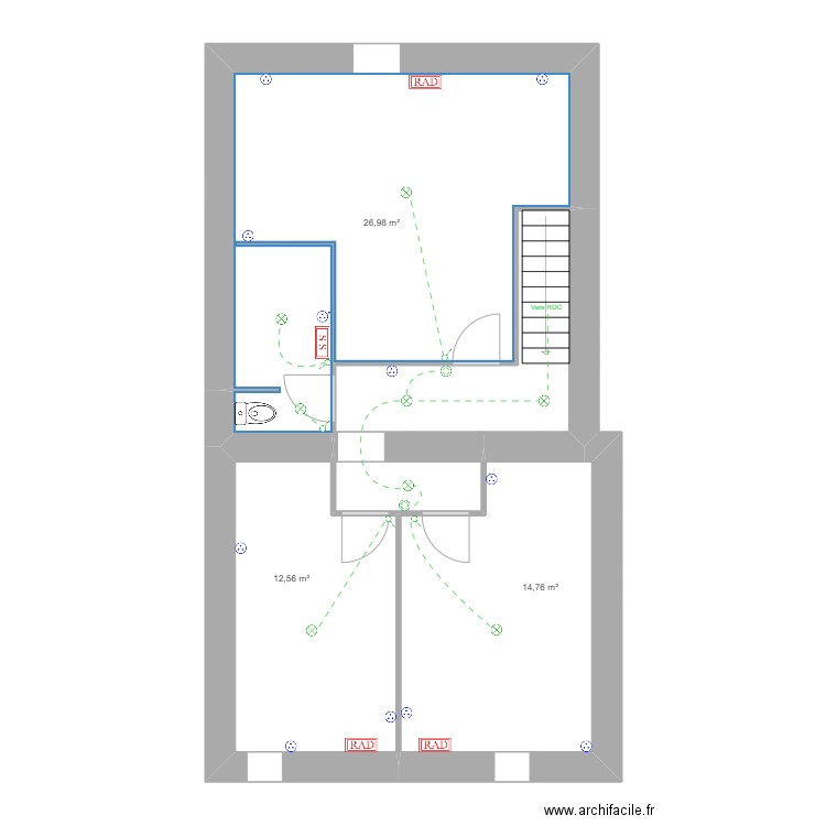 MAISON 5 R+1. Plan de 5 pièces et 63 m2