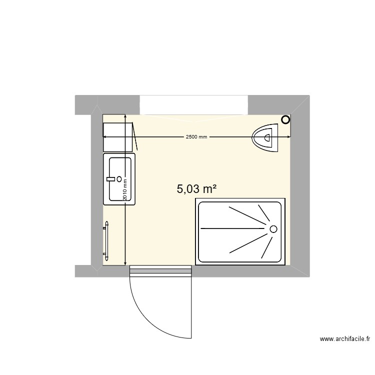 SDB Manon. Plan de 1 pièce et 5 m2