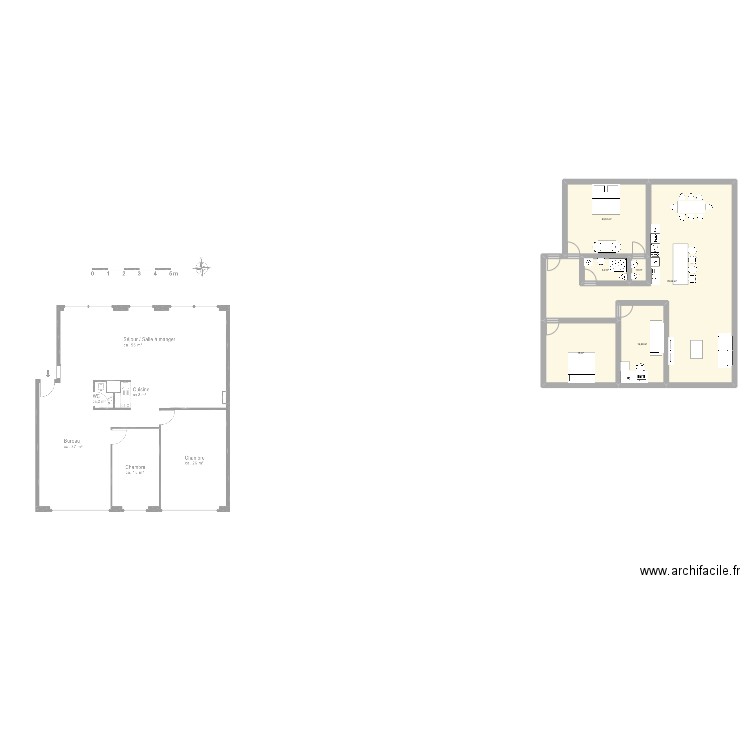 Peseux. Plan de 6 pièces et 140 m2