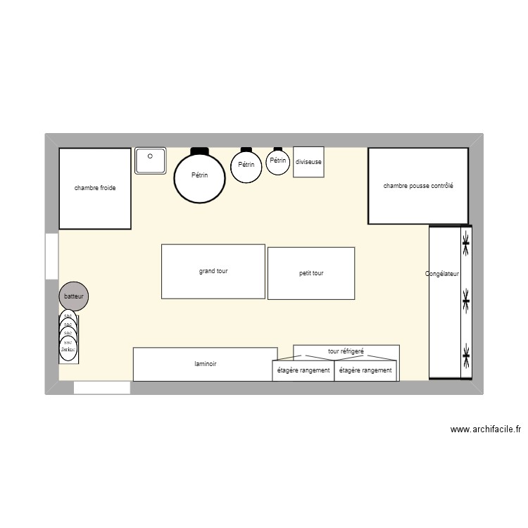 fournil. Plan de 1 pièce et 36 m2