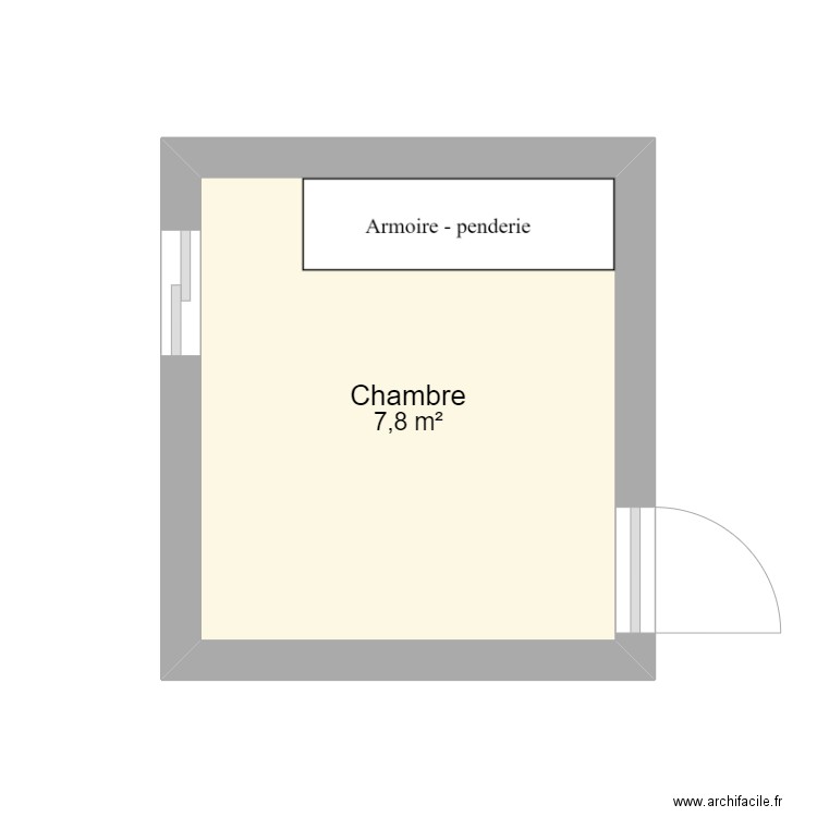 chambre 1. Plan de 1 pièce et 8 m2