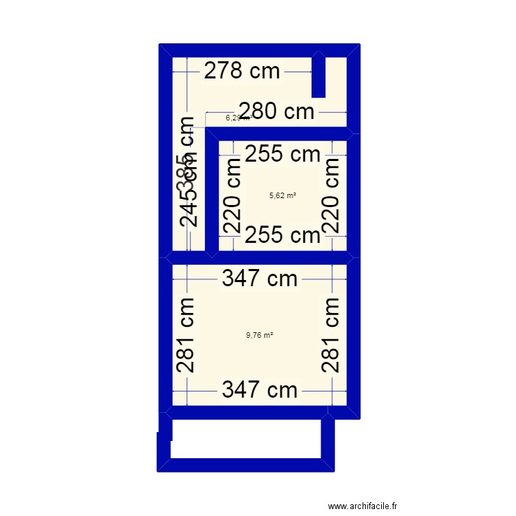 fethi. Plan de 3 pièces et 22 m2