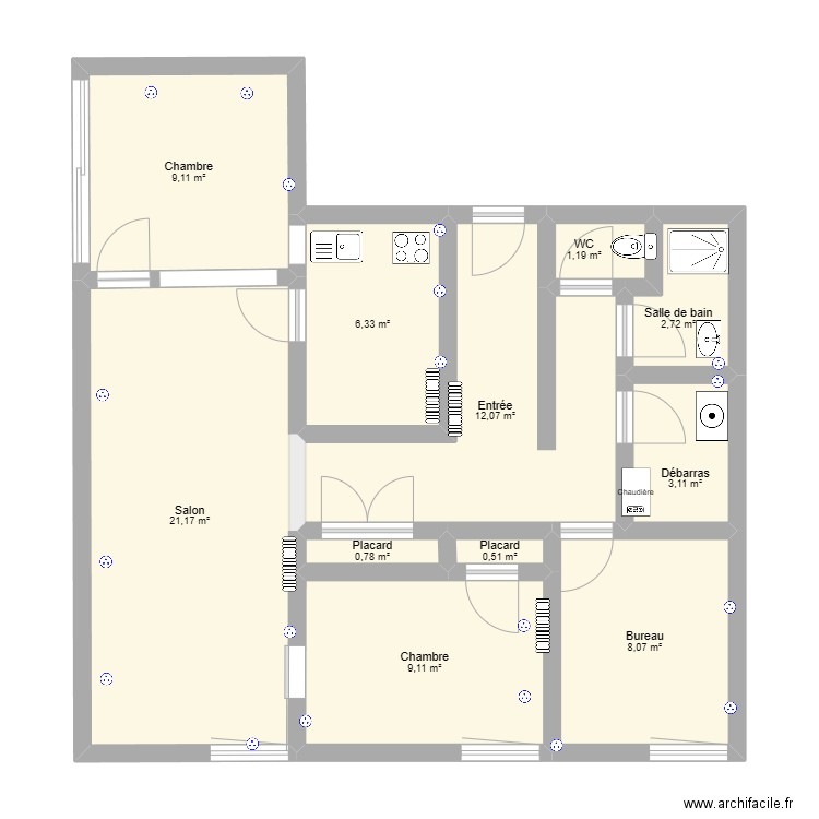 thomas. Plan de 11 pièces et 74 m2