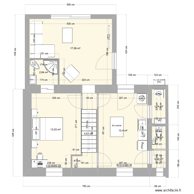 Rennes11. Plan de 8 pièces et 55 m2