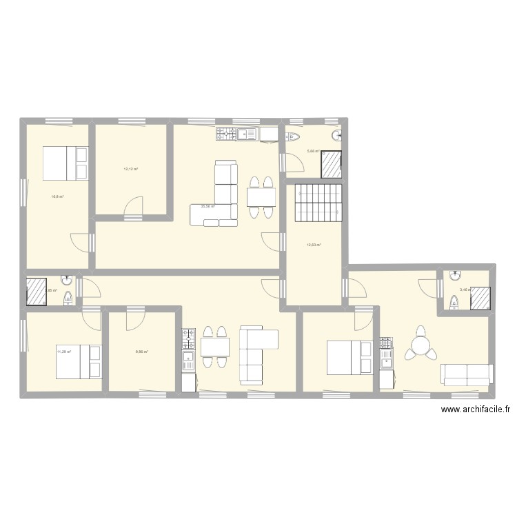 PLAN COLLOREC. Plan de 13 pièces et 159 m2