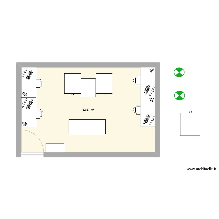 Contrôle RB version test. Plan de 1 pièce et 33 m2