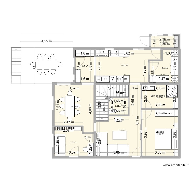 groneau projet 2. Plan de 11 pièces et 87 m2