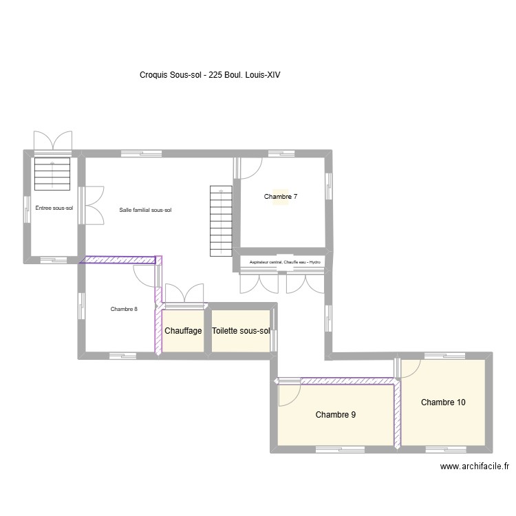 croquis du 225. Plan de 4 pièces et 26 m2