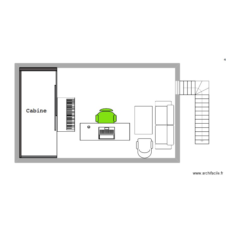 MUSIG. Plan de 1 pièce et 49 m2