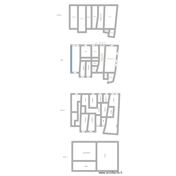 MERLIER. Plan de 36 pièces et 166 m2