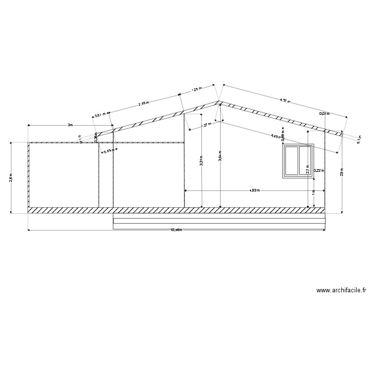 Face NORD. Plan de 3 pièces et 14 m2