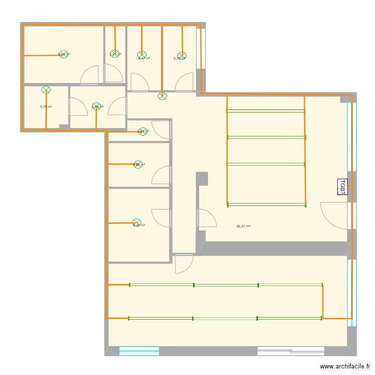 waos. Plan de 10 pièces et 142 m2