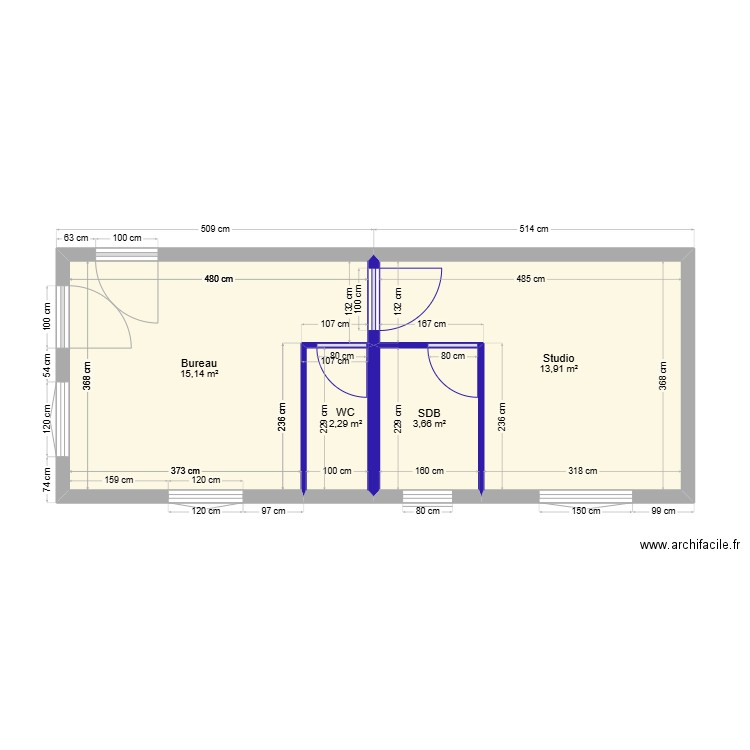 ENTREPOT. Plan de 4 pièces et 35 m2