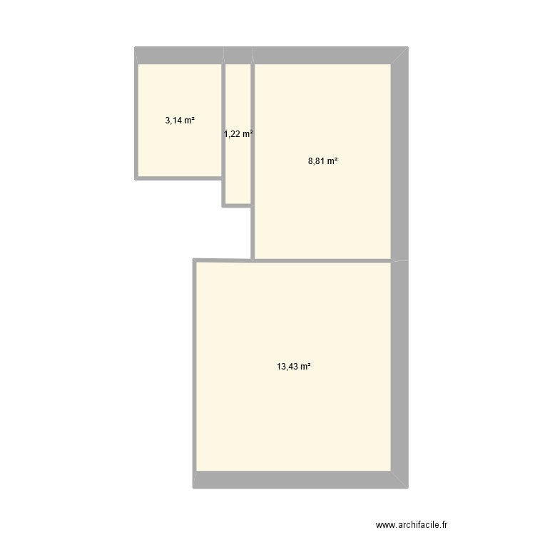 Héritier Etage. Plan de 4 pièces et 27 m2