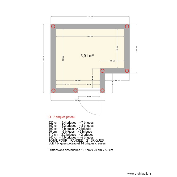 Plan pour Philou. Plan de 1 pièce et 6 m2