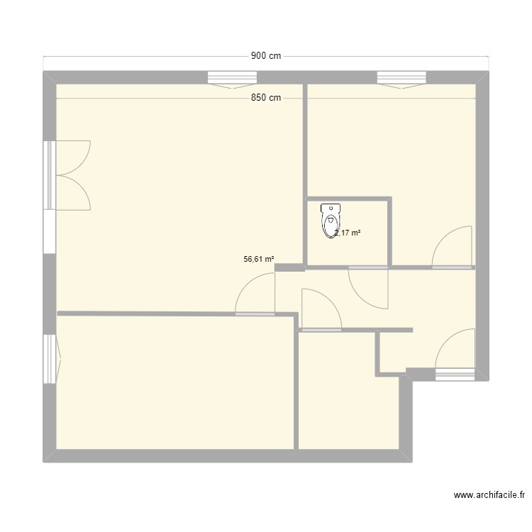 azuria 3p. Plan de 2 pièces et 62 m2