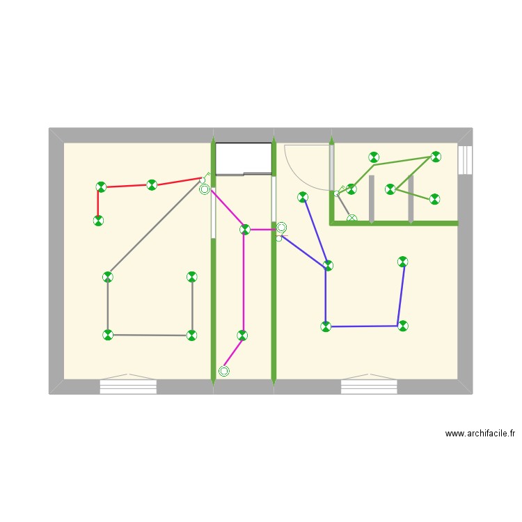 plan éclairage. Plan de 3 pièces et 28 m2