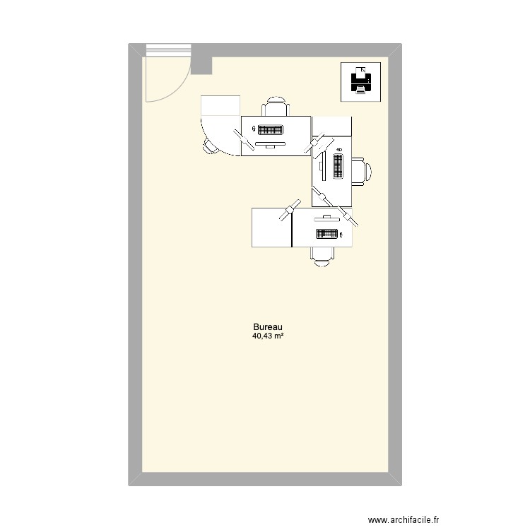 bureau. Plan de 1 pièce et 40 m2