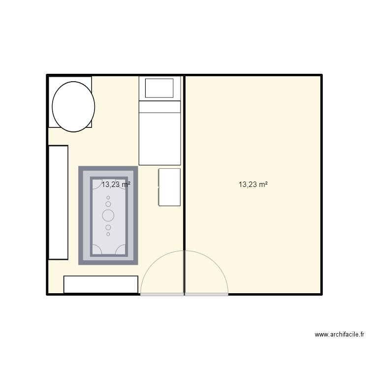 Rozanoff. Plan de 2 pièces et 26 m2