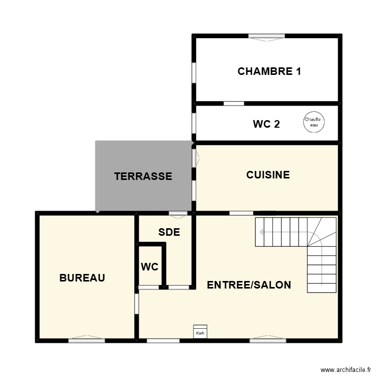 TRICHET RDC. Plan de 7 pièces et 51 m2