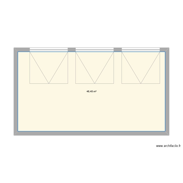 appenti. Plan de 1 pièce et 46 m2