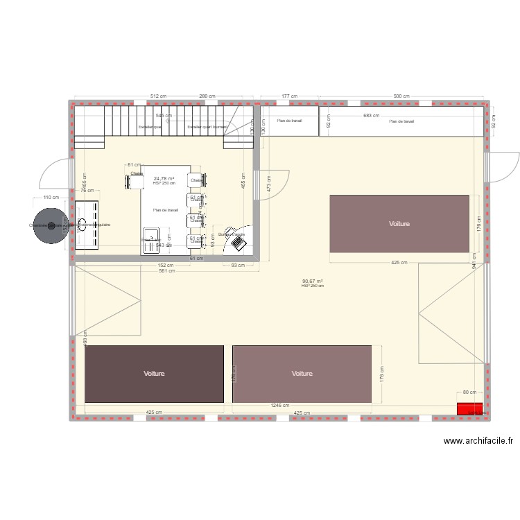 Garage. Plan de 2 pièces et 115 m2