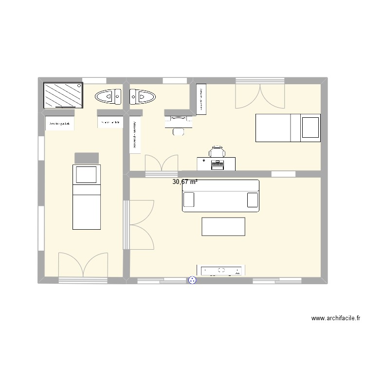 pré plan. Plan de 1 pièce et 31 m2