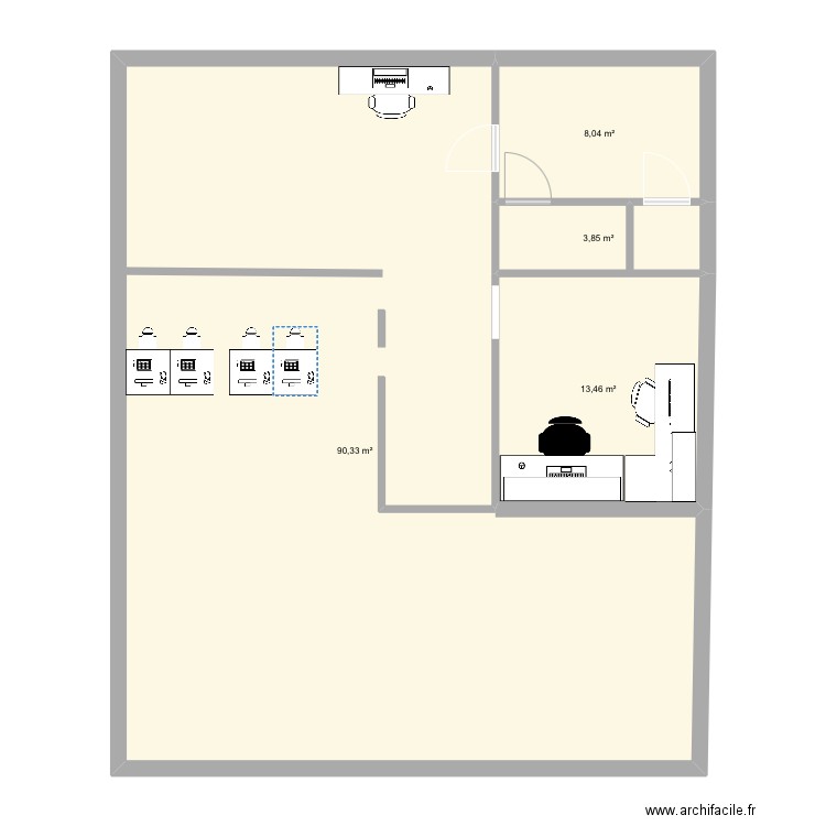 Pharm soleil. Plan de 4 pièces et 116 m2