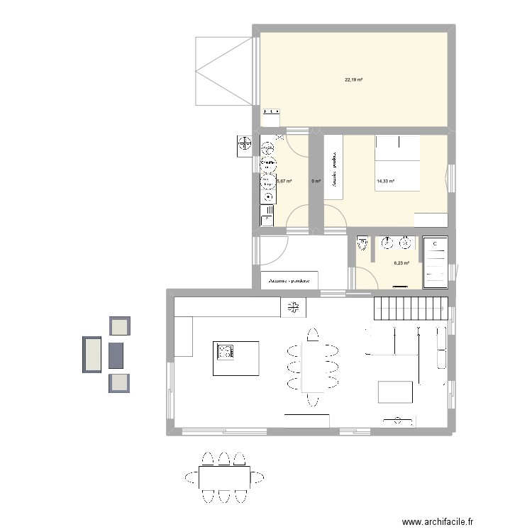 MatJoz1. Plan de 5 pièces et 48 m2