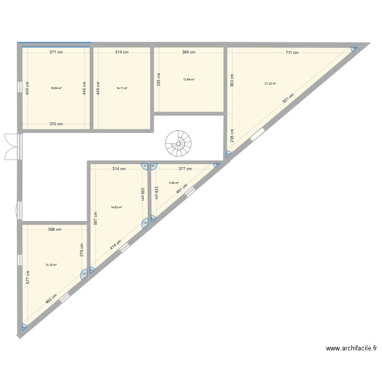 RDC LOCAL MIOS. Plan de 7 pièces et 102 m2