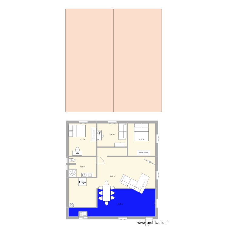 Thézan. Plan de 6 pièces et 99 m2