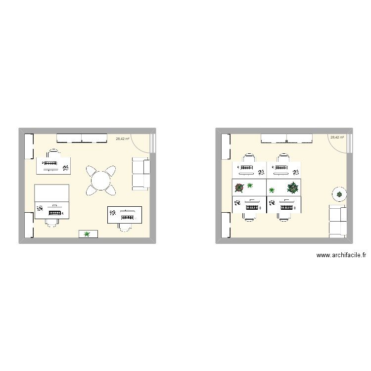 bureau 436. Plan de 2 pièces et 57 m2