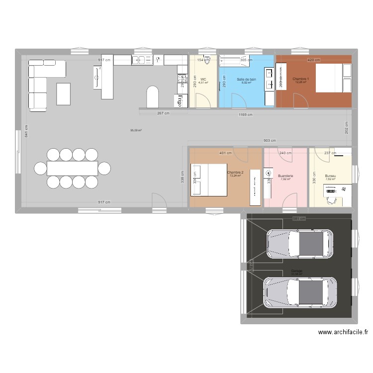 Plan maison. Plan de 8 pièces et 183 m2