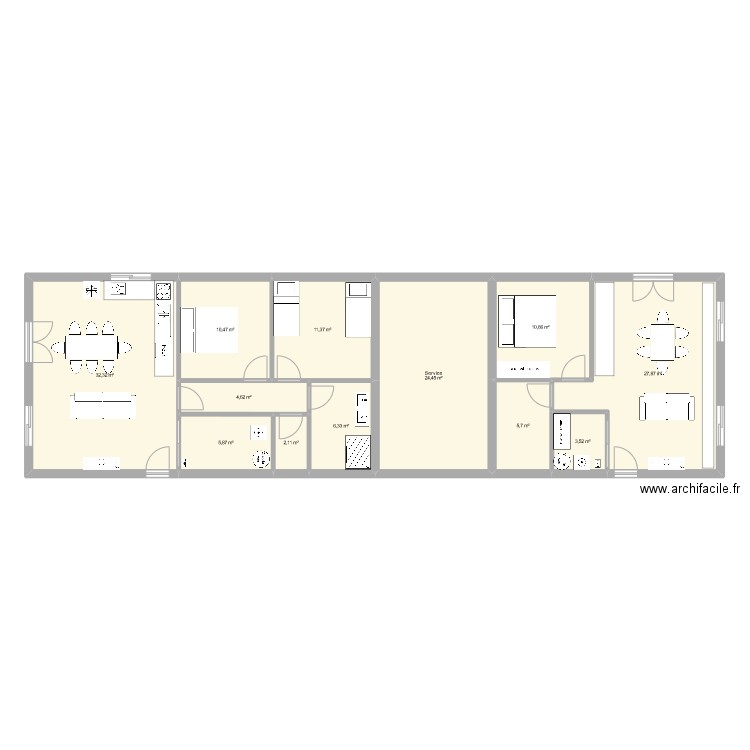 le fleix. Plan de 12 pièces et 146 m2