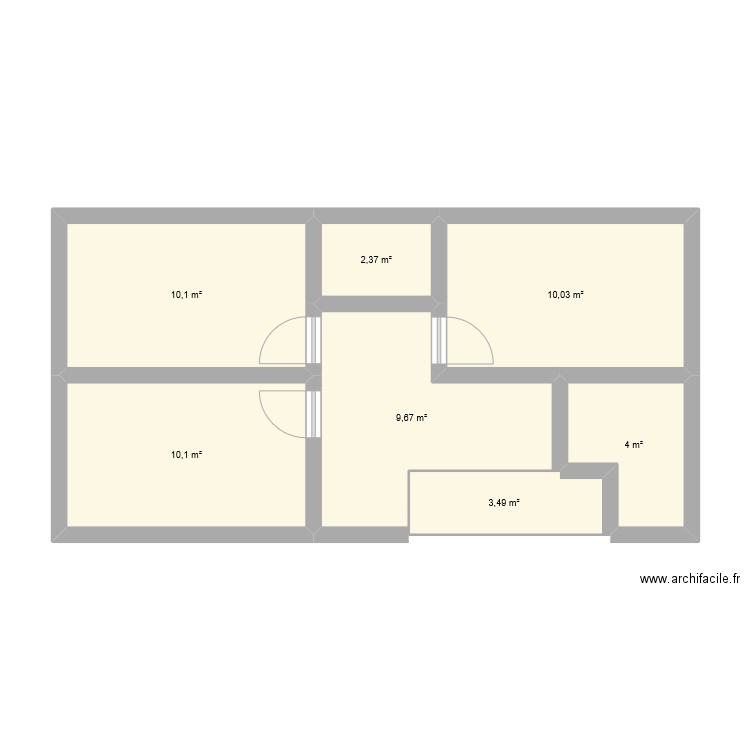 maison etage. Plan de 7 pièces et 50 m2