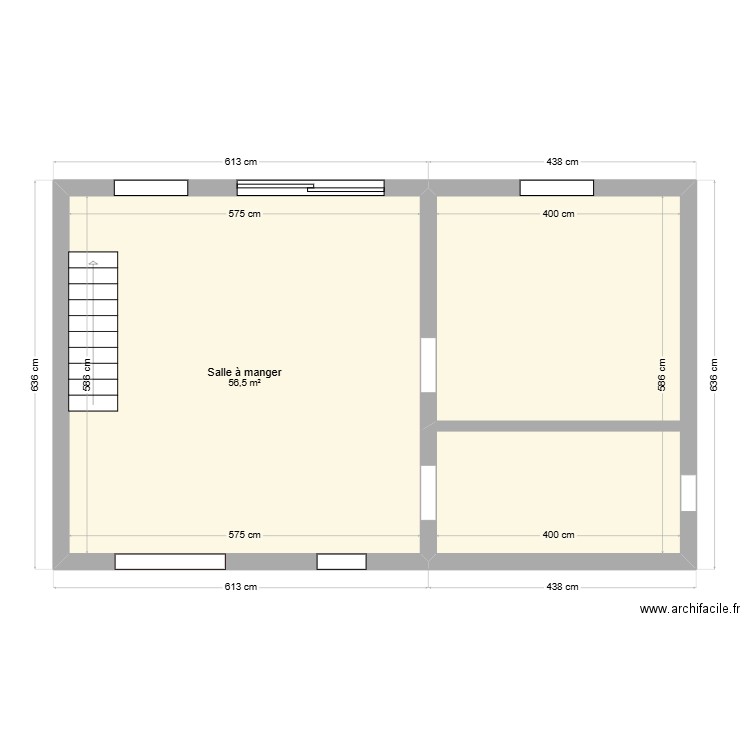 maisonnette. Plan de 1 pièce et 57 m2