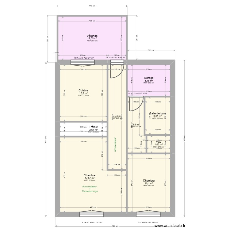  ML25000348  VALIGNAT. Plan de 10 pièces et 76 m2