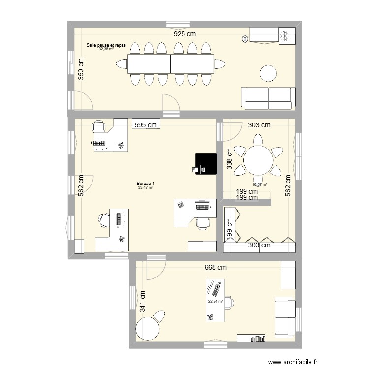 Plan bureau Pépi. Plan de 4 pièces et 105 m2