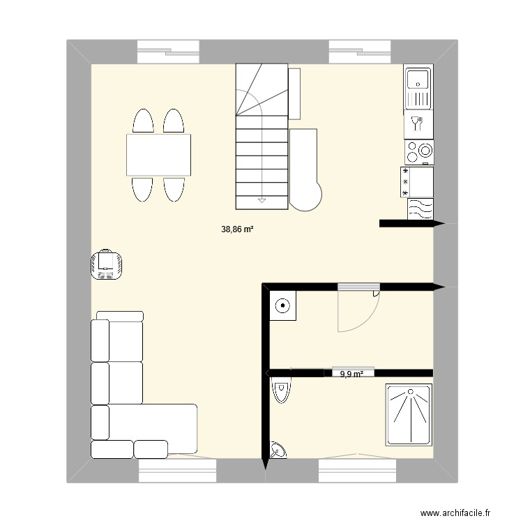 plan 3. Plan de 2 pièces et 49 m2