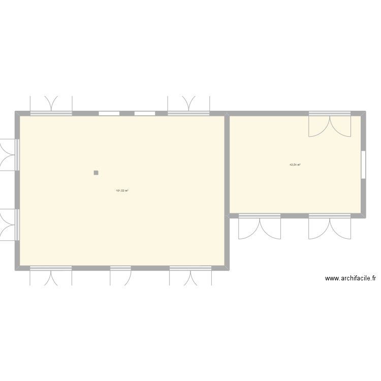 Bar 2. Plan de 2 pièces et 144 m2