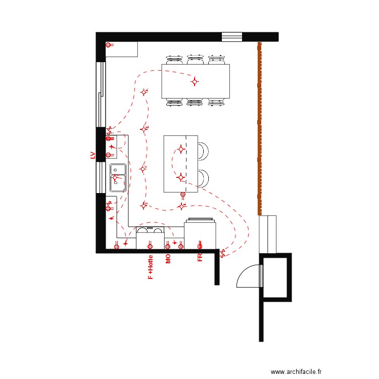 Jackie Cuisine électrique. Plan de 1 pièce et 1 m2