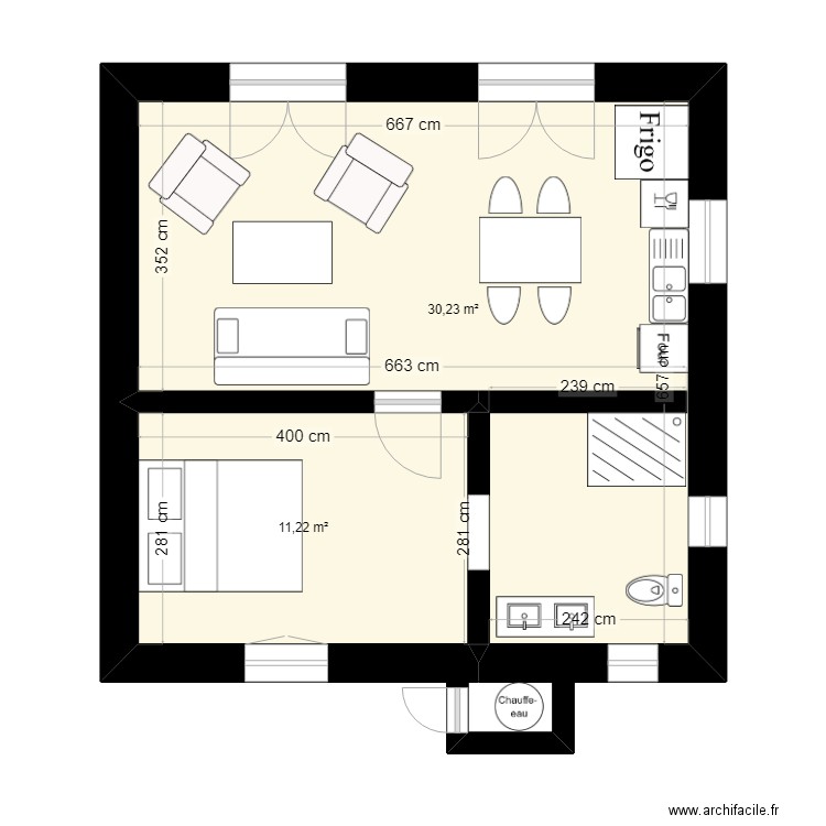 annexe. Plan de 2 pièces et 41 m2