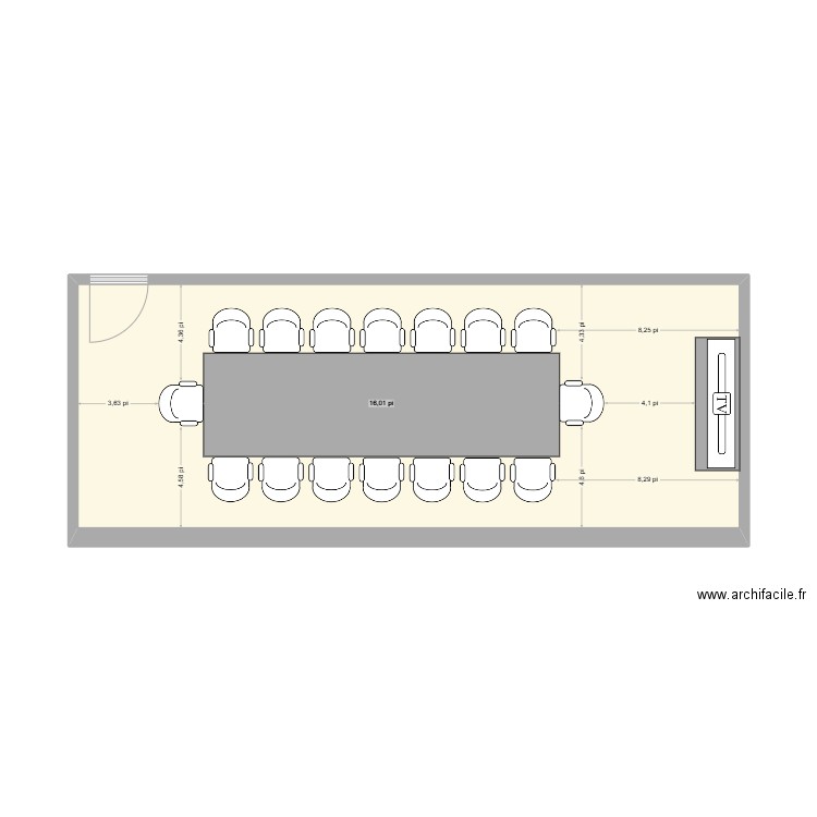 Salle conférence Beloeil option 16 pieds. Plan de 1 pièce et 30 m2