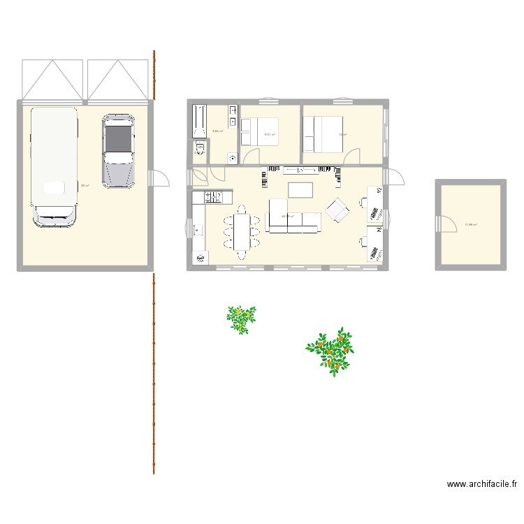 Plan 75m2 3ch.. Plan de 7 pièces et 136 m2