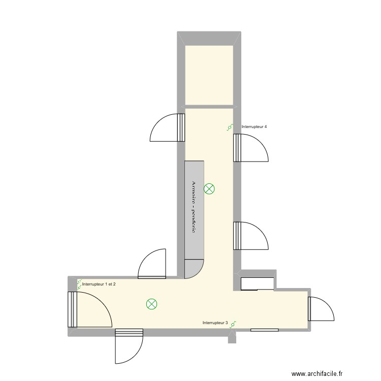 Plan couloir_Aménagement. Plan de 2 pièces et 15 m2