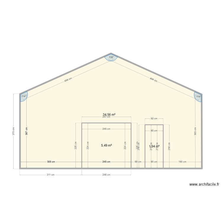 MAISON GABIAN PORTAIL AVANT. Plan de 3 pièces et 42 m2